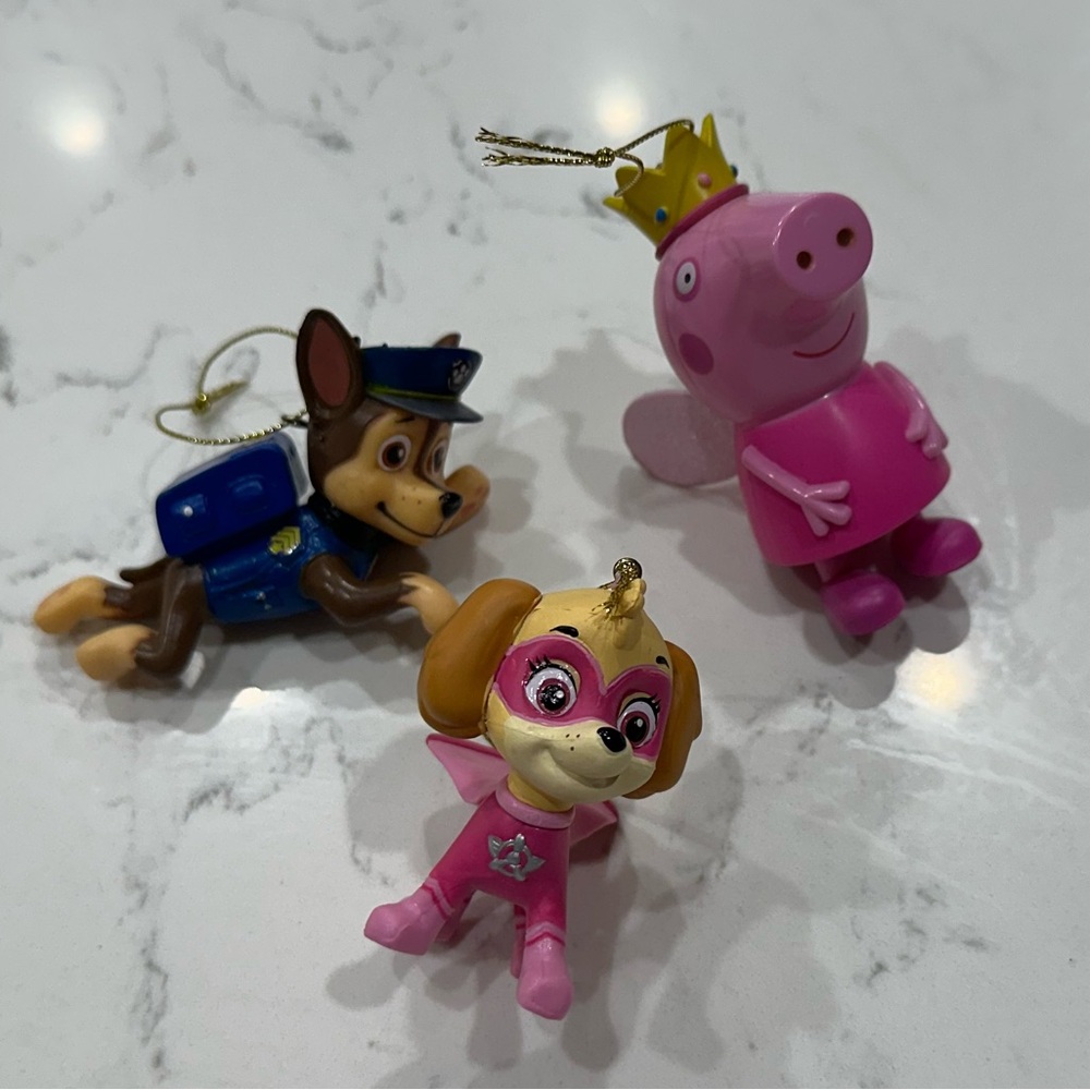 Paw Patrol and Peppa Pig Christmas Ornaments